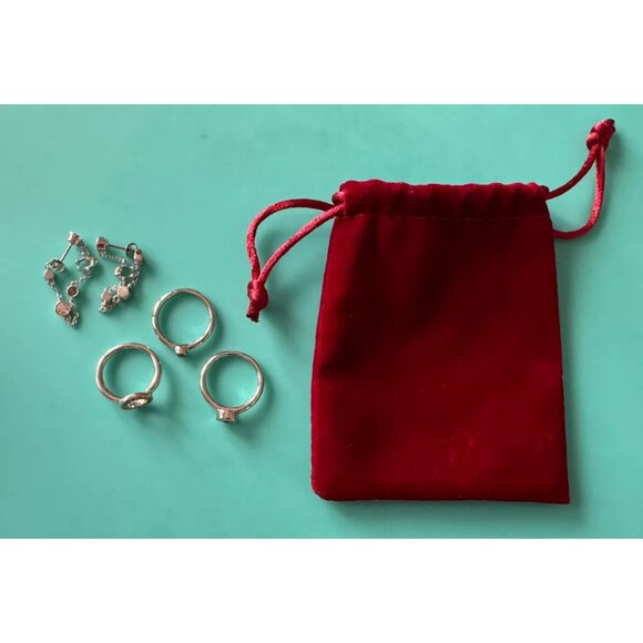 Coach Signature Crystal Chain Earrings + Open Circle Halo Ring Set Size 6 - Picture 1 of 10